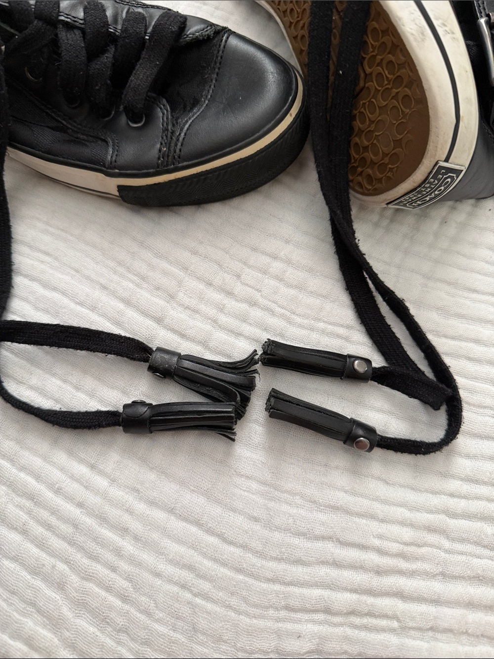 Coach Black High-Top Sneakers with Tassel and Buckle - Picture 7 of 8